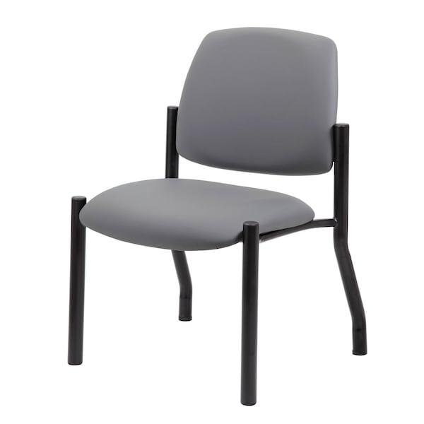 Boss Office Products Patient Guest Armless Chair, Black Steel Frame, Gray Antimicrobial Vinyl, 300 lb Capacity B9595AM-GY - main
